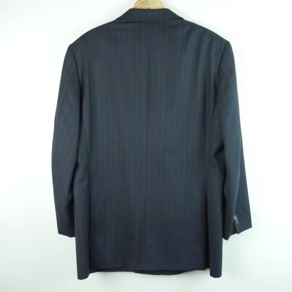 Ermenegildo Zegna Vintage Navy Blue Pinstripe Wool Double Breasted Blazer 52R